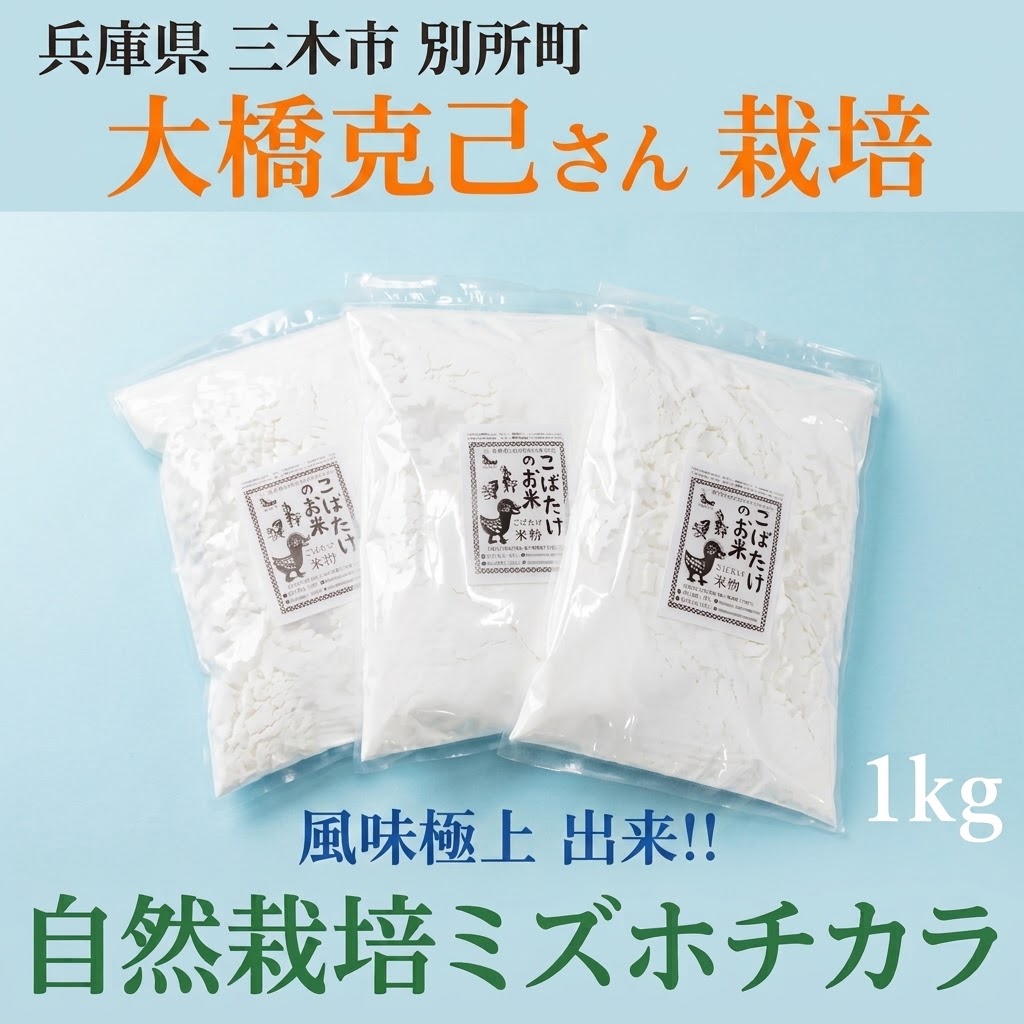 自然栽培『ミズホチカラ』米粉 １kg （森本自然農園さん・大橋さん作）
